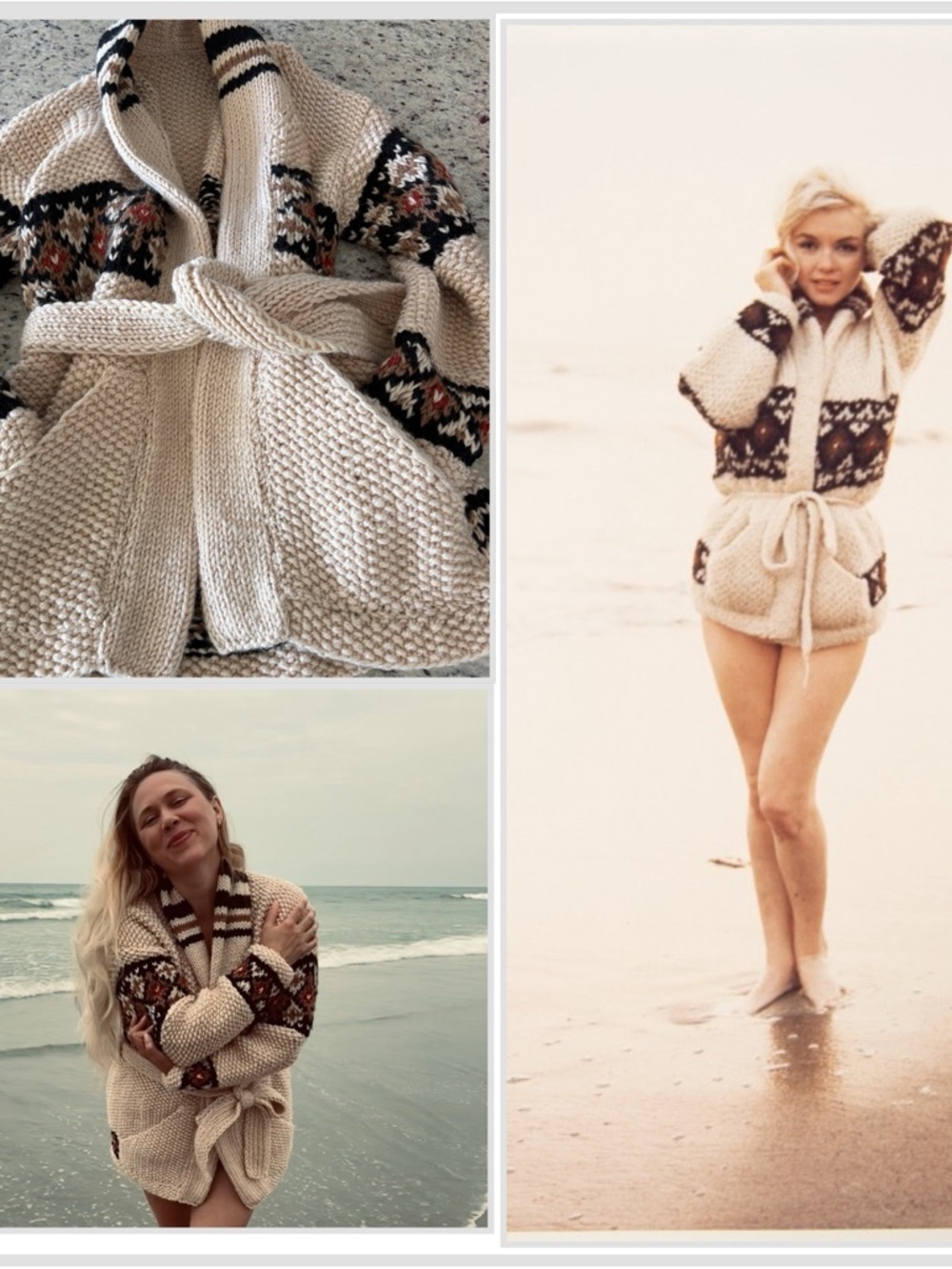 💋📷 Marilyn Monroe iconic Knit Cardigan sweater handmade replica